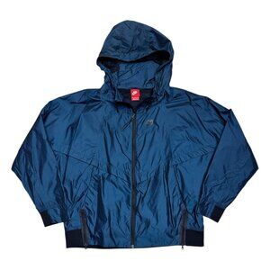 NIKE Iridescent Blue Windbreaker Water Resistant Activewear Jacket Womens XL